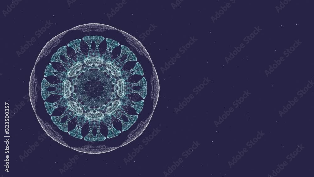Human immune system virus moving in a circle across a starry background. Human immune system virus moving in a circle across a starry background.