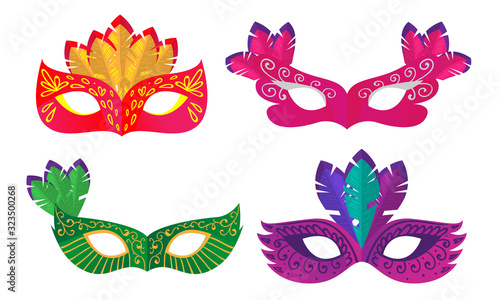 Set of masks for carnivals or masquerade costumes vector illustration