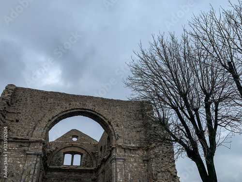 Old medieval church without rooftop photo