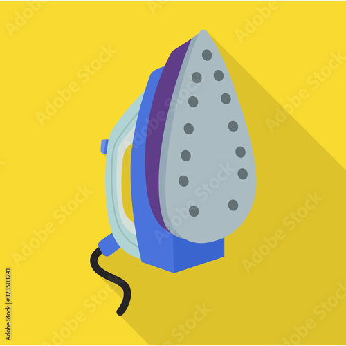Steam iron for home clothes vector flat icon.Flat illustration of laundry appliance and hot steam iron.