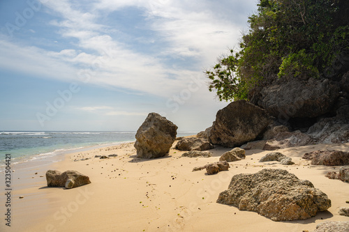 Marvelous deserted coast with stones stock photo