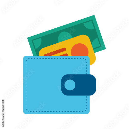 wallet money with bill and credit card