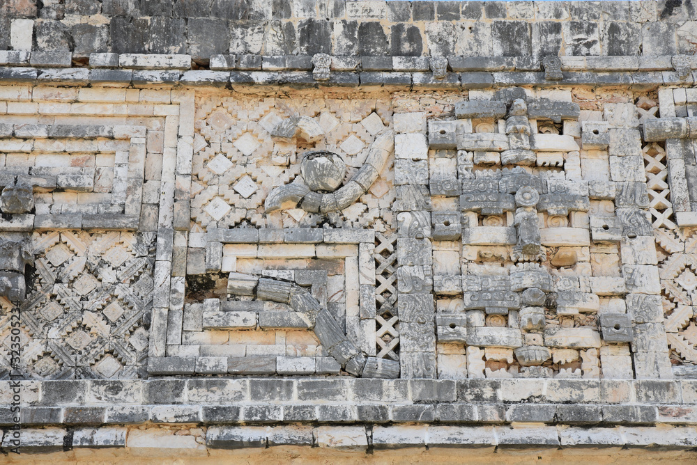 Bas-relief maya à Uxmal, Mexique