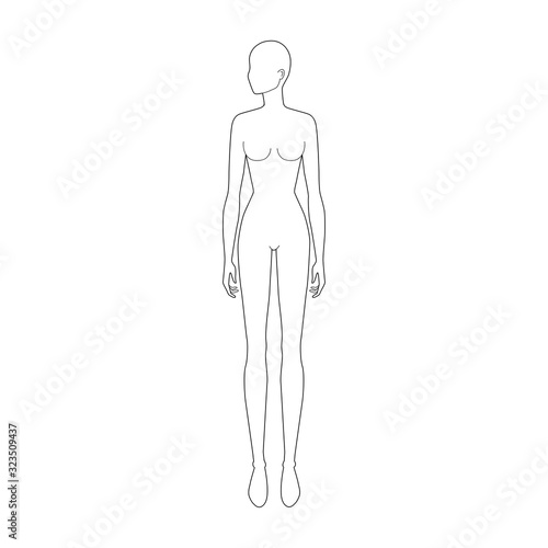 Fashion template of standing women looking left