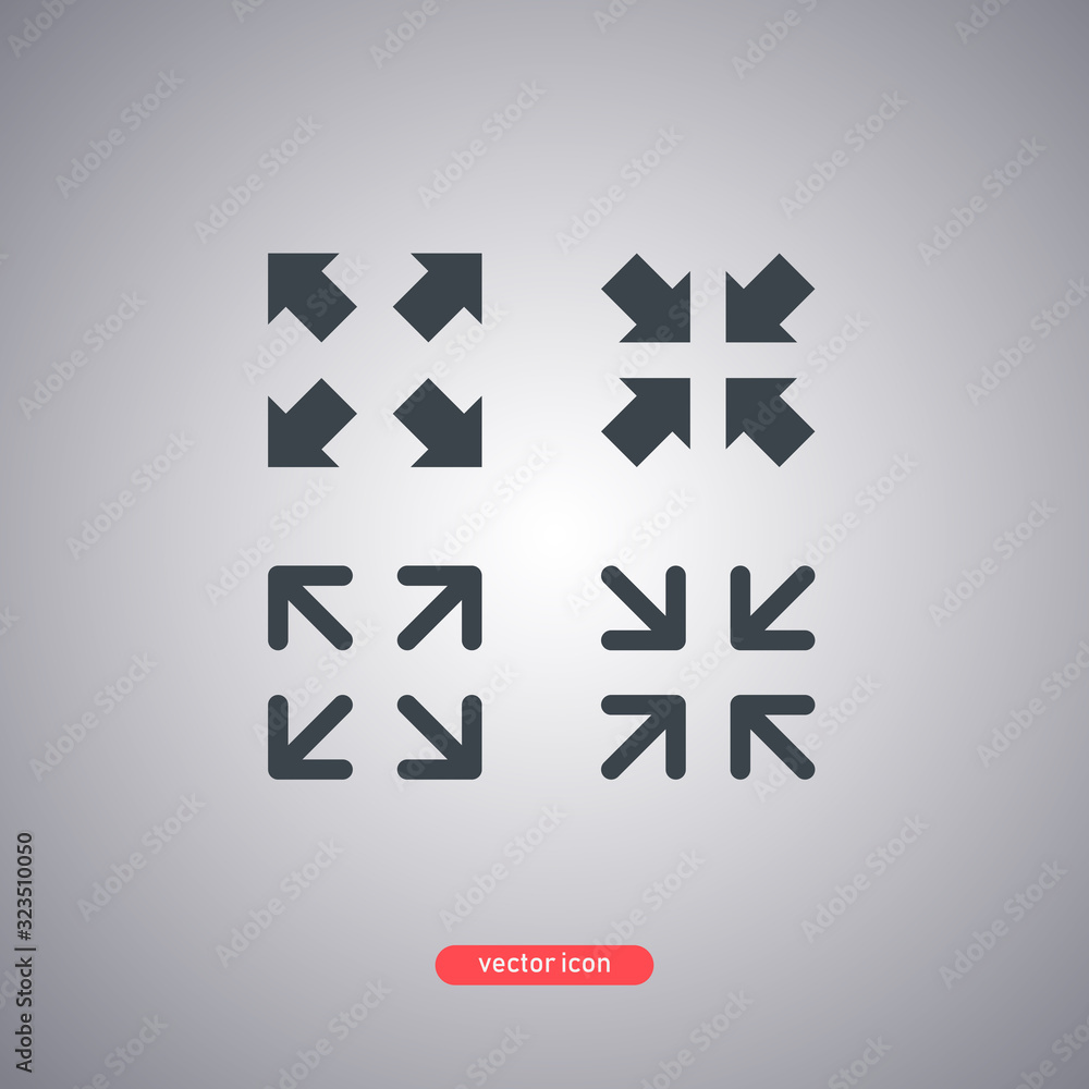Full screen and exit from full screen. Line style icons. Classic style. Full screen and exit from full screen. Line style icons. Classic style.