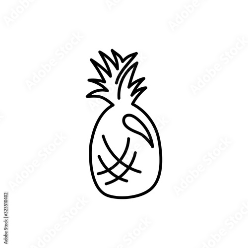 Pineapple icon in outline style, isolated on a white background. Summer fruits rich in vitamins, vegetarianism, vector illustration. For web and apps.