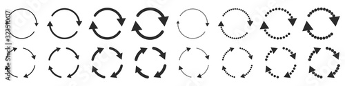 Set of black circle vector arrows isolated