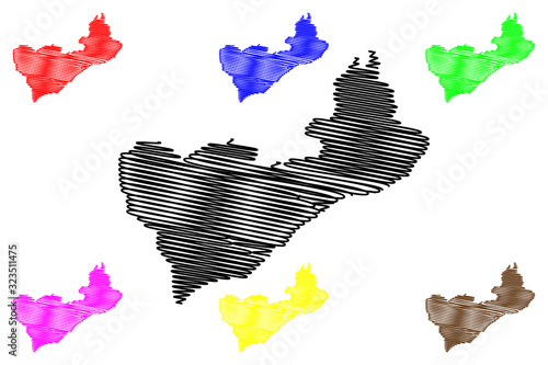 Cova Lima Municipality (Municipalities of East Timor, Democratic Republic of Timor-Leste, island) map vector illustration, scribble sketch Covalima map