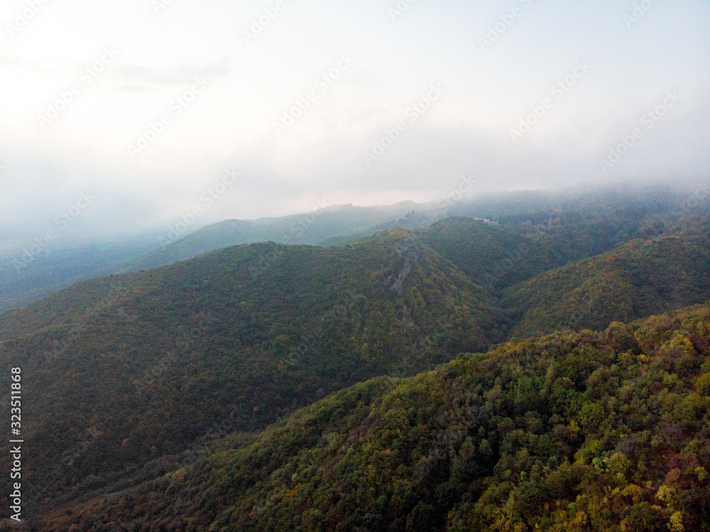 Sighnaghi hills with very foggy weather