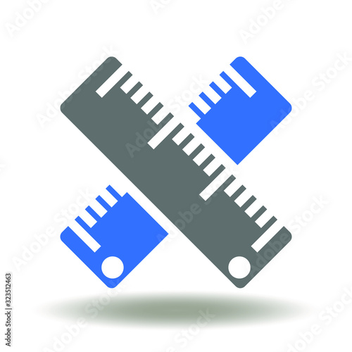 Measurement Symbol. Ruler icon vector. Rulers Education Measuring Tool Logo. Drawing measure instrument illustrtation. Geometry math metering equipment sign.