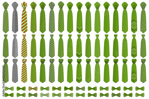 Illustration on theme big colored set neckties different types