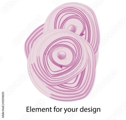 RINGS OF THE RED BOW. Ingredient for cooking. Chopped onion. Vegetables. Snack. Vector illustration on a white background..