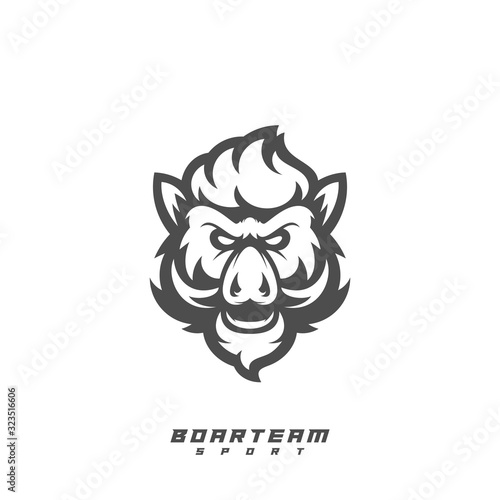 Boar Esport gaming mascot logo template Vector. Modern Head Boar Logo Vector
