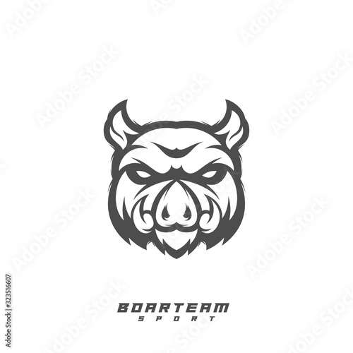 Boar Esport gaming mascot logo template Vector. Modern Head Boar Logo Vector