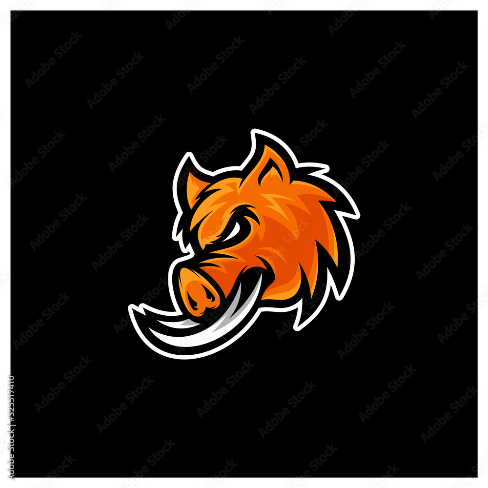 Boar Esport gaming mascot logo template Vector. Modern Head Boar Logo Vector