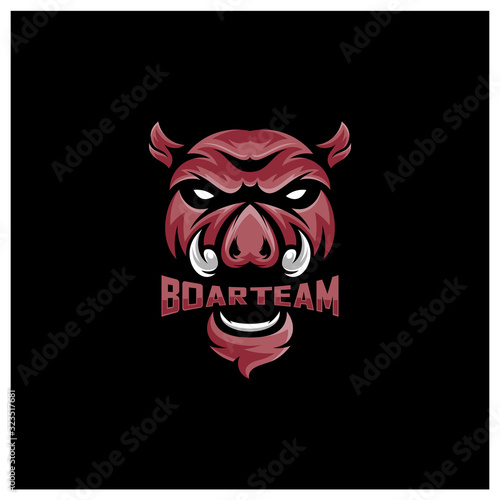Boar Esport gaming mascot logo template Vector. Modern Head Boar Logo Vector
