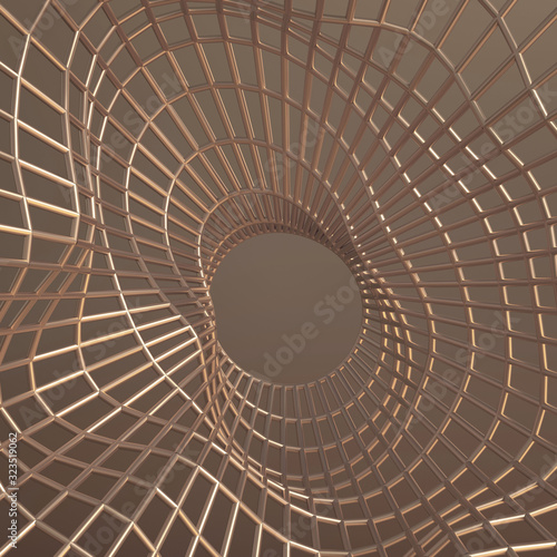 Metal grid labyrinth. 3d illustration  3d rendering.