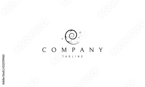 Vector logo on which an abstract image of a spiral that also looks like a shell.
