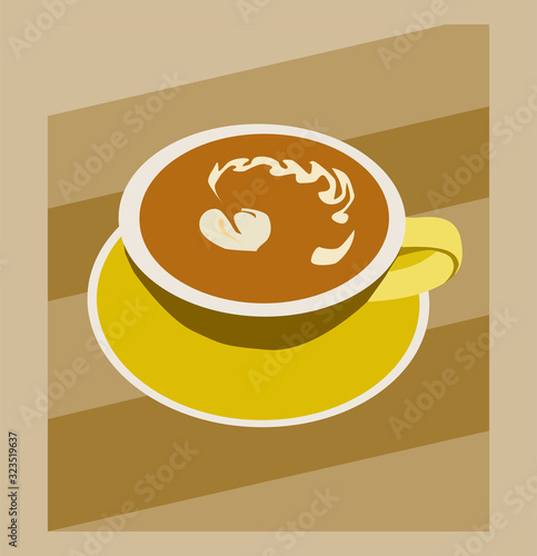 Illustration of a cup of Art cappuccino Coffee