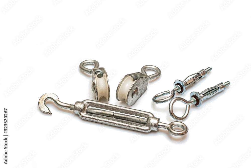 Fixtures rollers lanyards fasteners for cable. Fixtures rollers lanyards fasteners for cable.