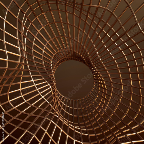 Metal grid labyrinth. 3d illustration  3d rendering.