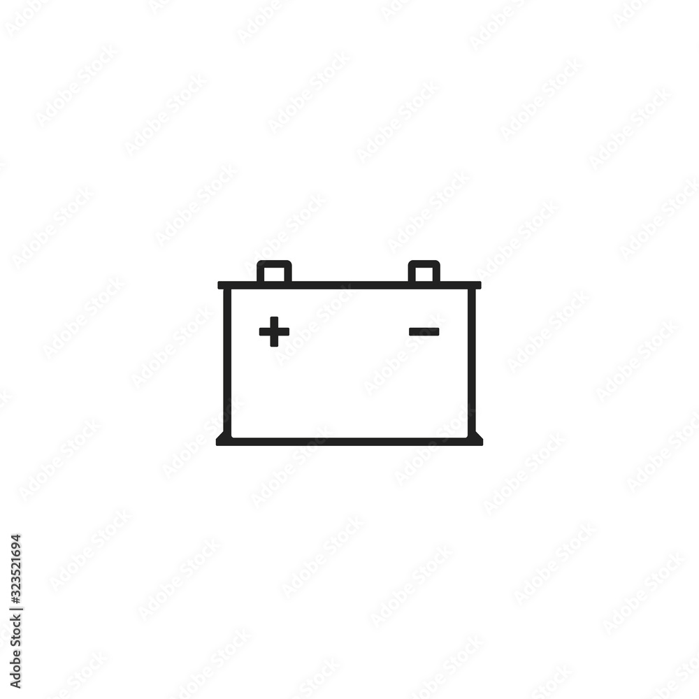 Car battery line icon, Vector isolated flat design outline illustration
