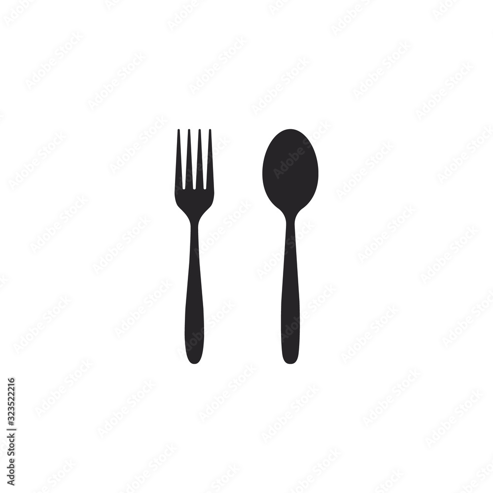 Fork and spoon icon, Vector isolated flat design illustration Fork and spoon icon, Vector isolated flat design illustration