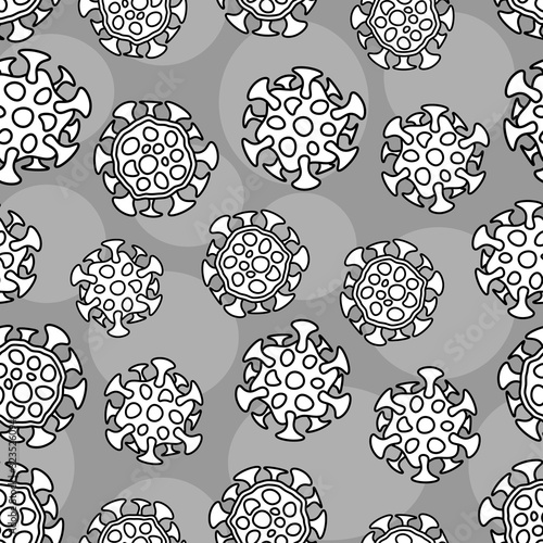 Bacteria, microbe, virus outline vector seamless pattern print