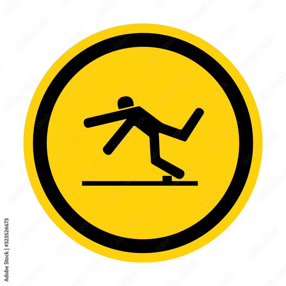 Beware Trip Hazard Symbol Isolate On White Background,Vector Illustration EPS.10 Beware Trip Hazard Symbol Isolate On White Background,Vector Illustration EPS.10