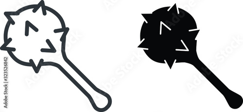 Cudgel icon, weapon icon, vector line illustration