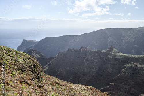 Volcanic mountains on the island of La Gomera. Beautiful landscape background. Canary.