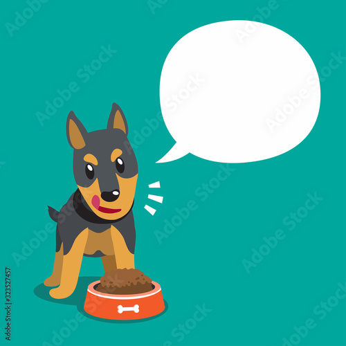 Vector cartoon character doberman dog and white speech bubble for your design.