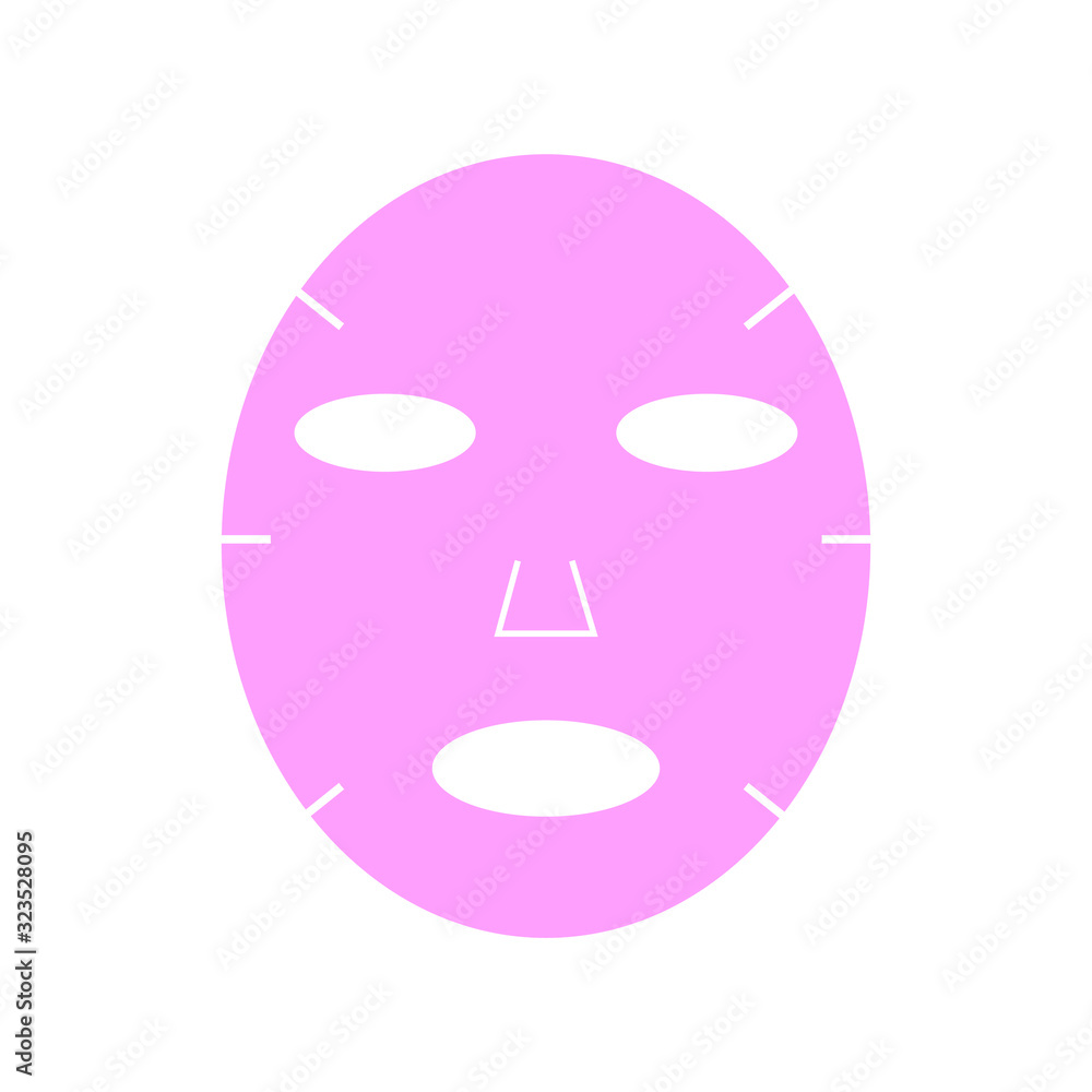 Cosmetic fabric pink facial mask isolated on white background vector illustration. Cosmetic fabric pink facial mask isolated on white background vector illustration.