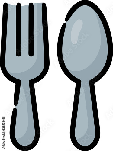 Fork Spoon Doodle Sketch Icon