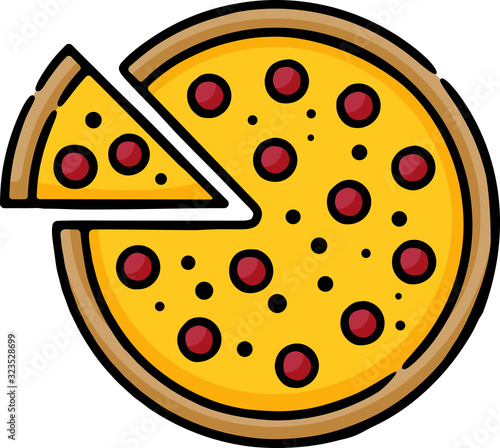 Pepperoni Pizza Doodle Sketch Icon