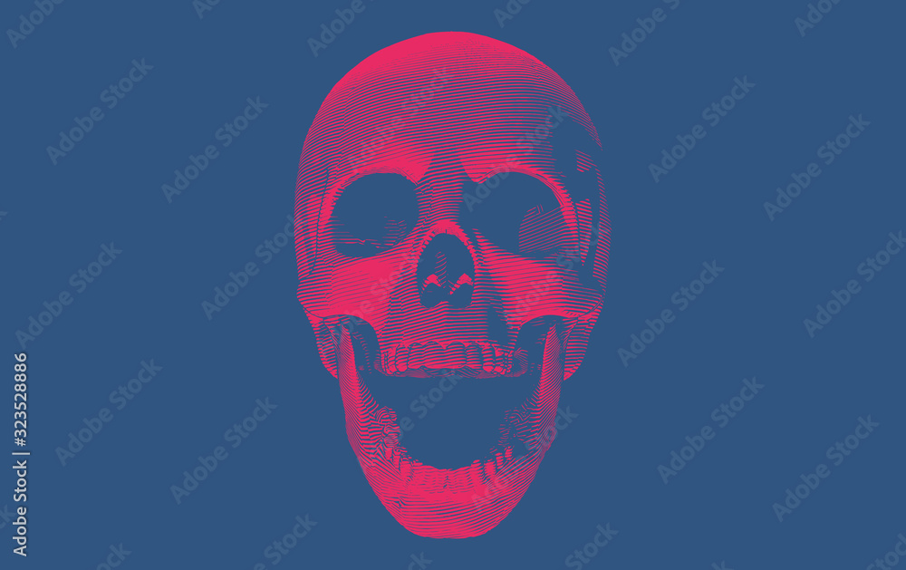 Fototapeta premium Skull screaming pose illustration isolated on dark BG