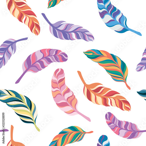 seamless pattern colorful feathers