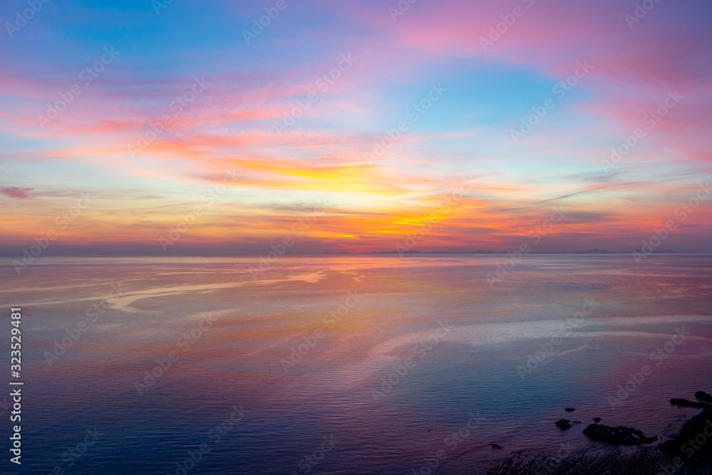 Colourful sunset over the sea
