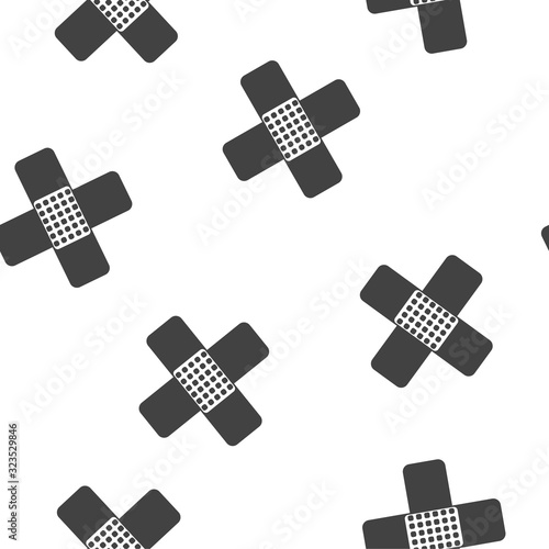 Vector icon of bactericidal protective plaster. First aid seamless pattern on a white background.