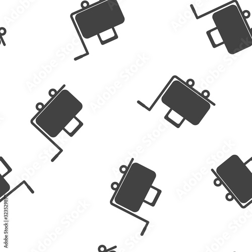 Vector icon trolley with a suitcase. Symbol service, porter in the hotel seamless pattern on a white background.