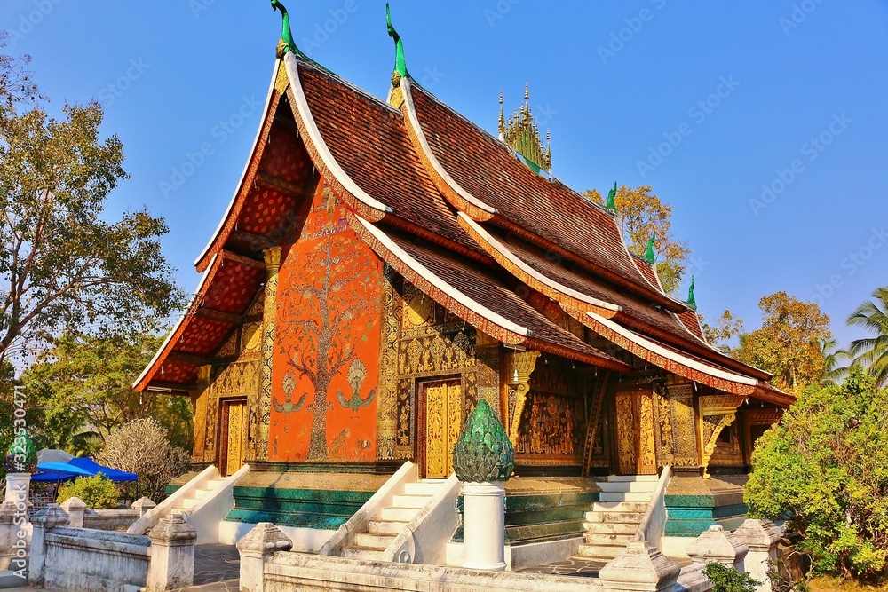 Stunning Buddhist architecture of Wat Xieng Thong in Laos.