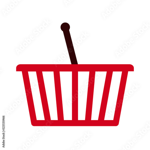Supermarket self service empty shopping cart basket full grocery food products