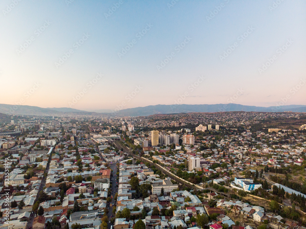 Tbilisi aerial landscape city sunset photo Tbilisi aerial landscape city sunset photo