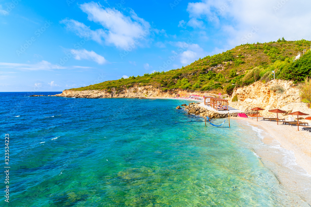 Fototapeta premium Idyllic beach in Proteas bay near Pythagorion town, Samos island, Aegean Sea, Greece