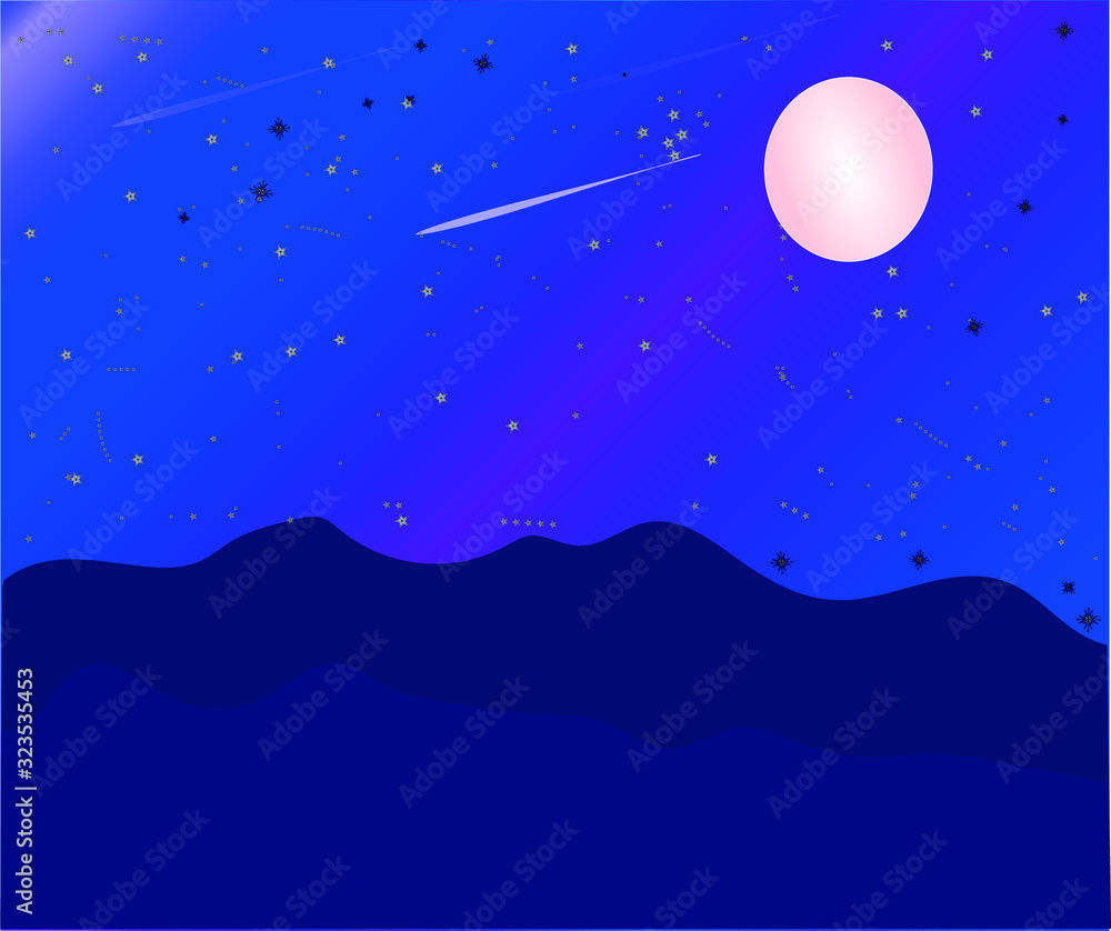 Fototapeta premium Full moon in the night sky