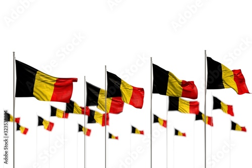 cute Belgium isolated flags placed in row with bokeh and place for text - any occasion flag 3d illustration..