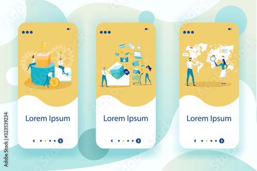 Global E Commerce Mobile Web Pages Vector Template