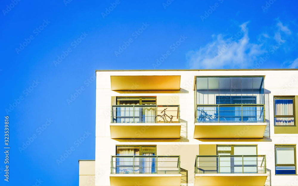 Modern apartment house copy space Modern apartment house copy space