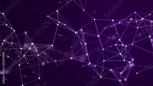 Network connection structure. Abstract background with dots and lines. Big data visualization. 3d rendering. photo