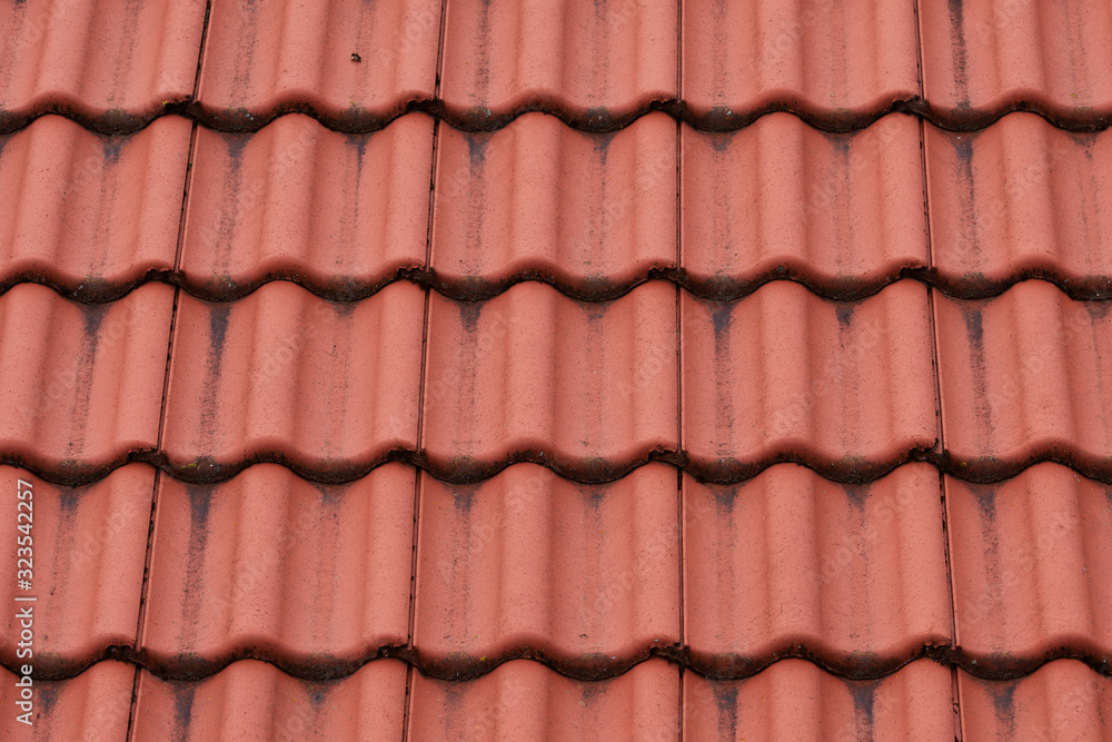 Details of the red tiles of a roof